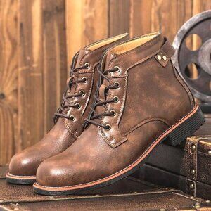 Men's US 7-13 Light Brown Ankle Booties Lace Up Dress Boots Office Chukka Lightw